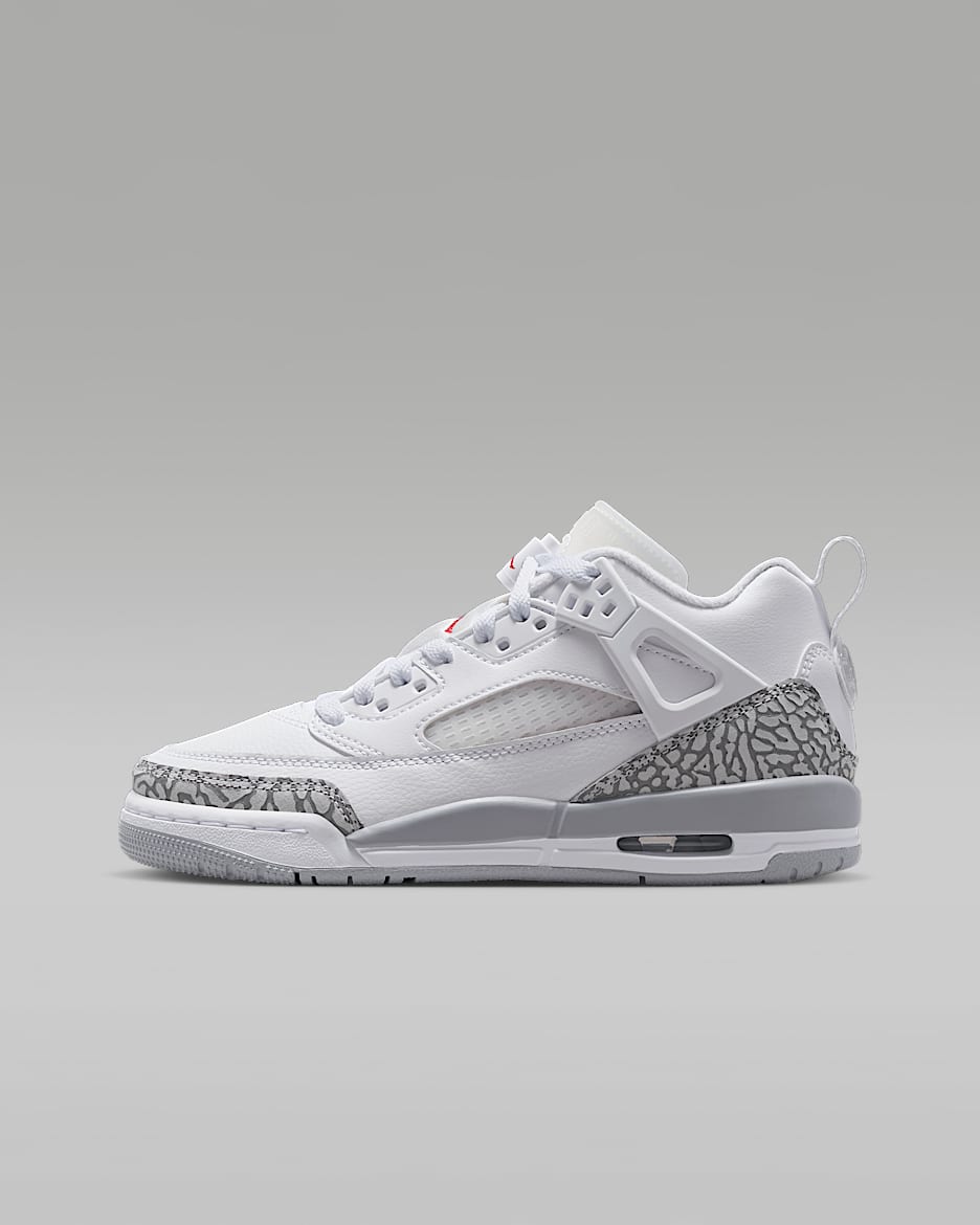 Jordan Spizike Low-sko til større børn - hvid/Varsity Red/Cool Grey/Wolf Grey