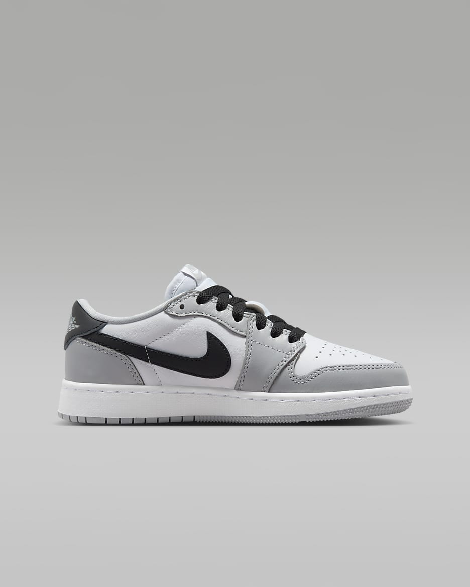 Air Jordan 1 Low OG "Wolf Grey" Big Kids' Shoes - White/Wolf Grey/Black