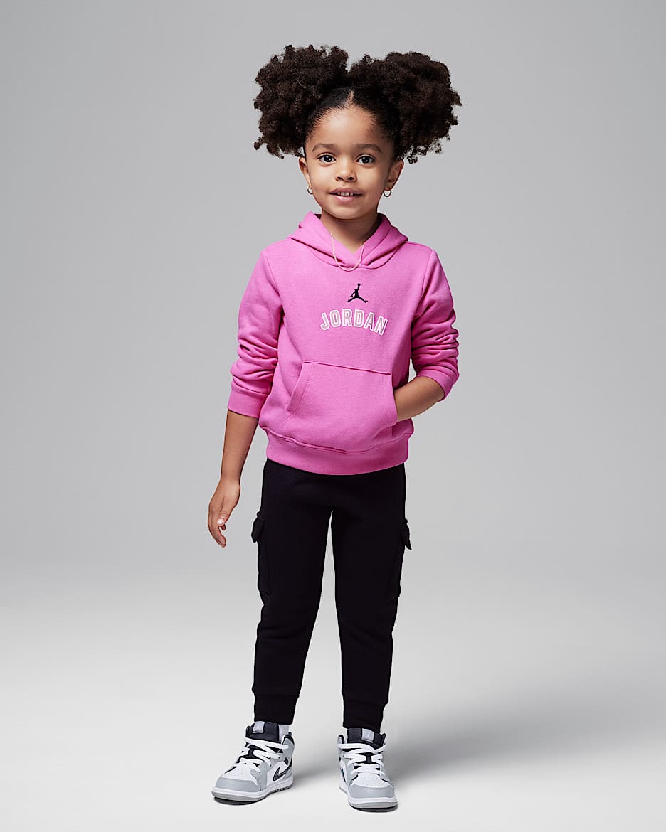 Conjunto de sudadera con gorro sin cierre con tejido Fleece de 2 piezas infantil Jordan Y2K - Negro