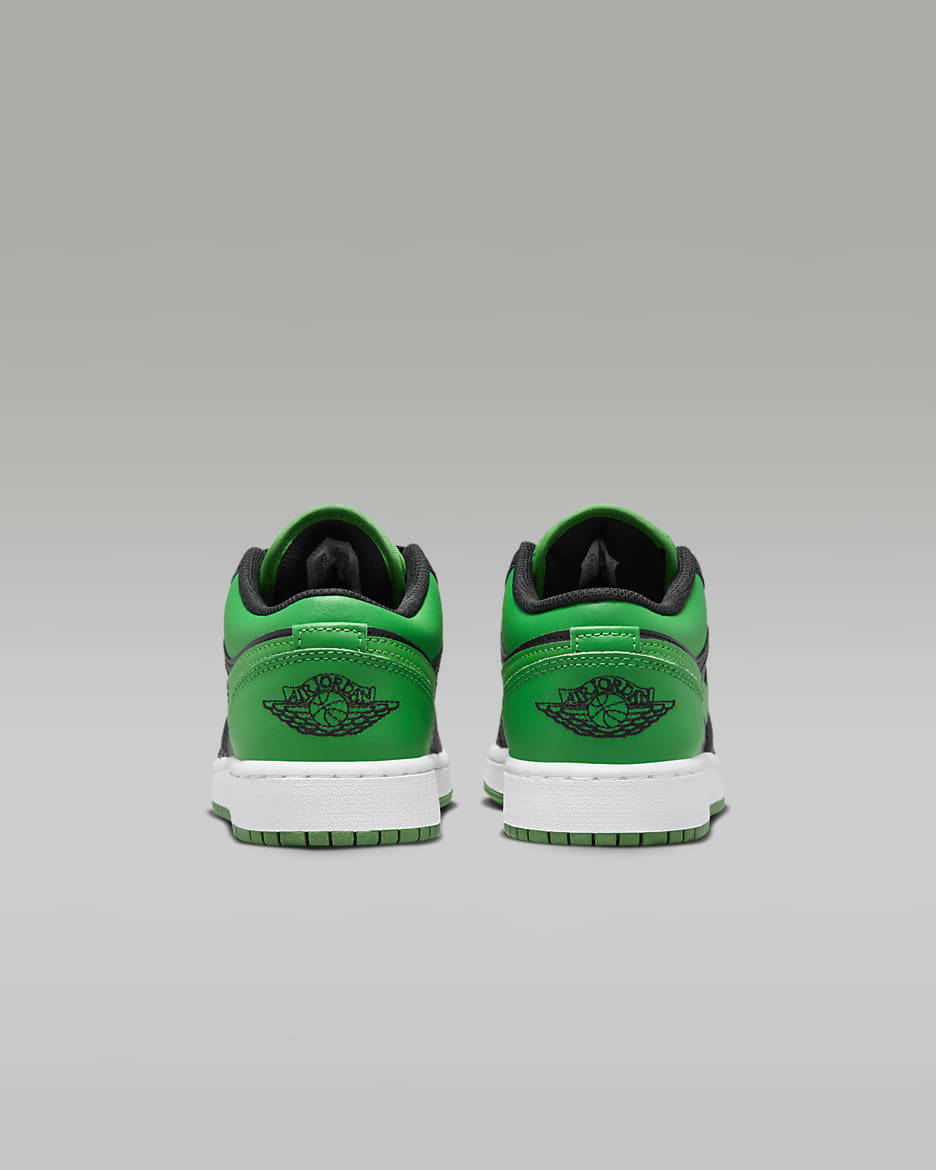 Air Jordan 1 Low Older Kids' Shoes - Black/Lucky Green/White/Black