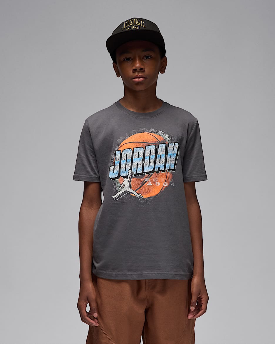 Jordan Big Kids' Distressed Chrome T-Shirt - Iron Grey