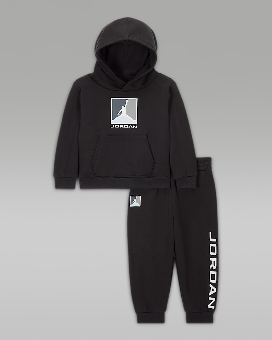 Conjunto de duas peças com hoodie Baseline em lã cardada Jordan Essentials para bebé (12-24 meses) - Preto