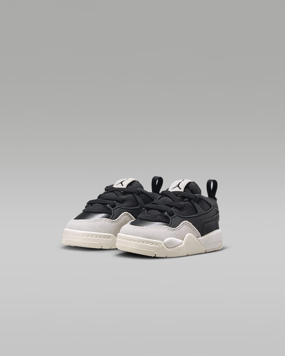 Tenis para bebé e infantil Jordan 4 RM - Negro/Gris oscuro/Hueso claro