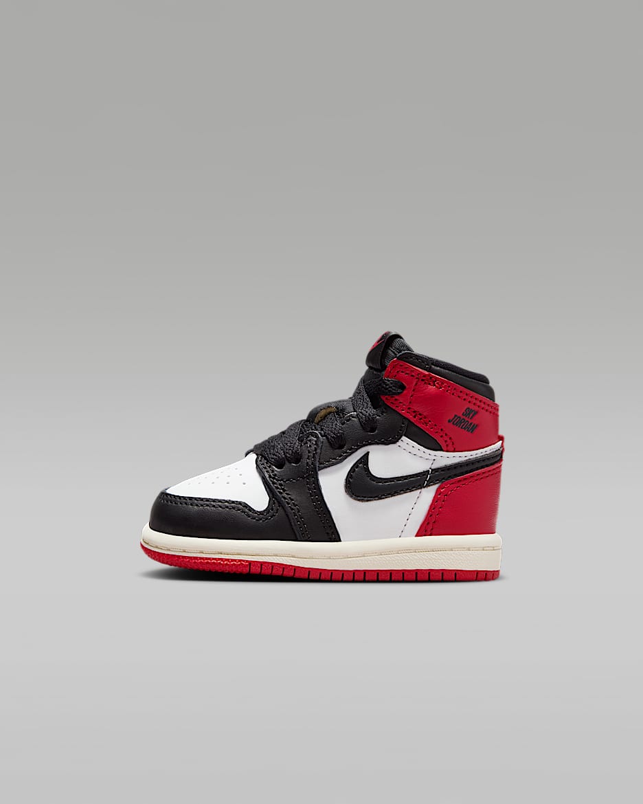 Jordan 1 Retro High OG "Black Toe" Baby/Toddler Shoes - White/Varsity Red/Sail/Black