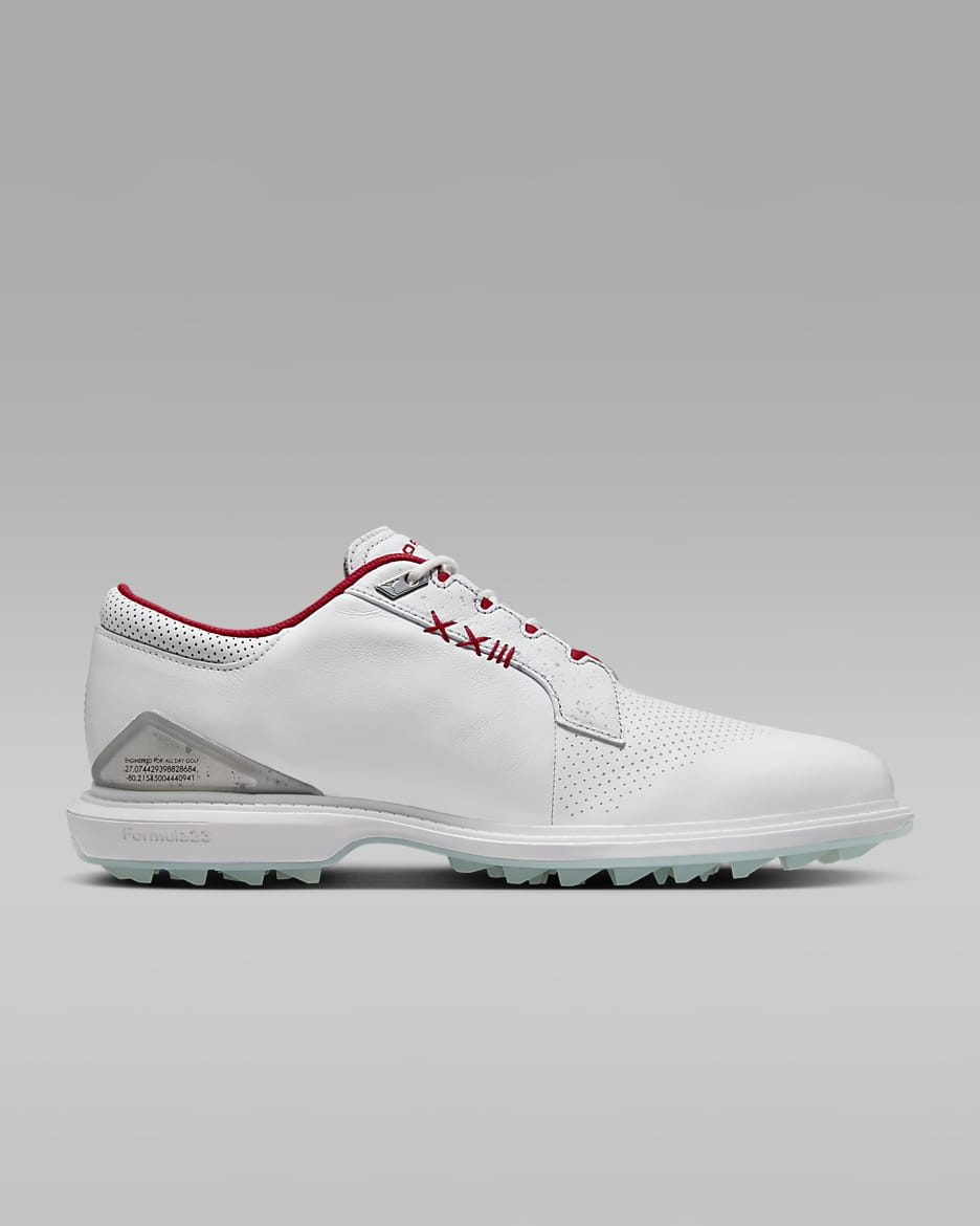 Jordan ADG 5 Golf Shoes - White/Metallic Silver/Blue Tint/Fire Red