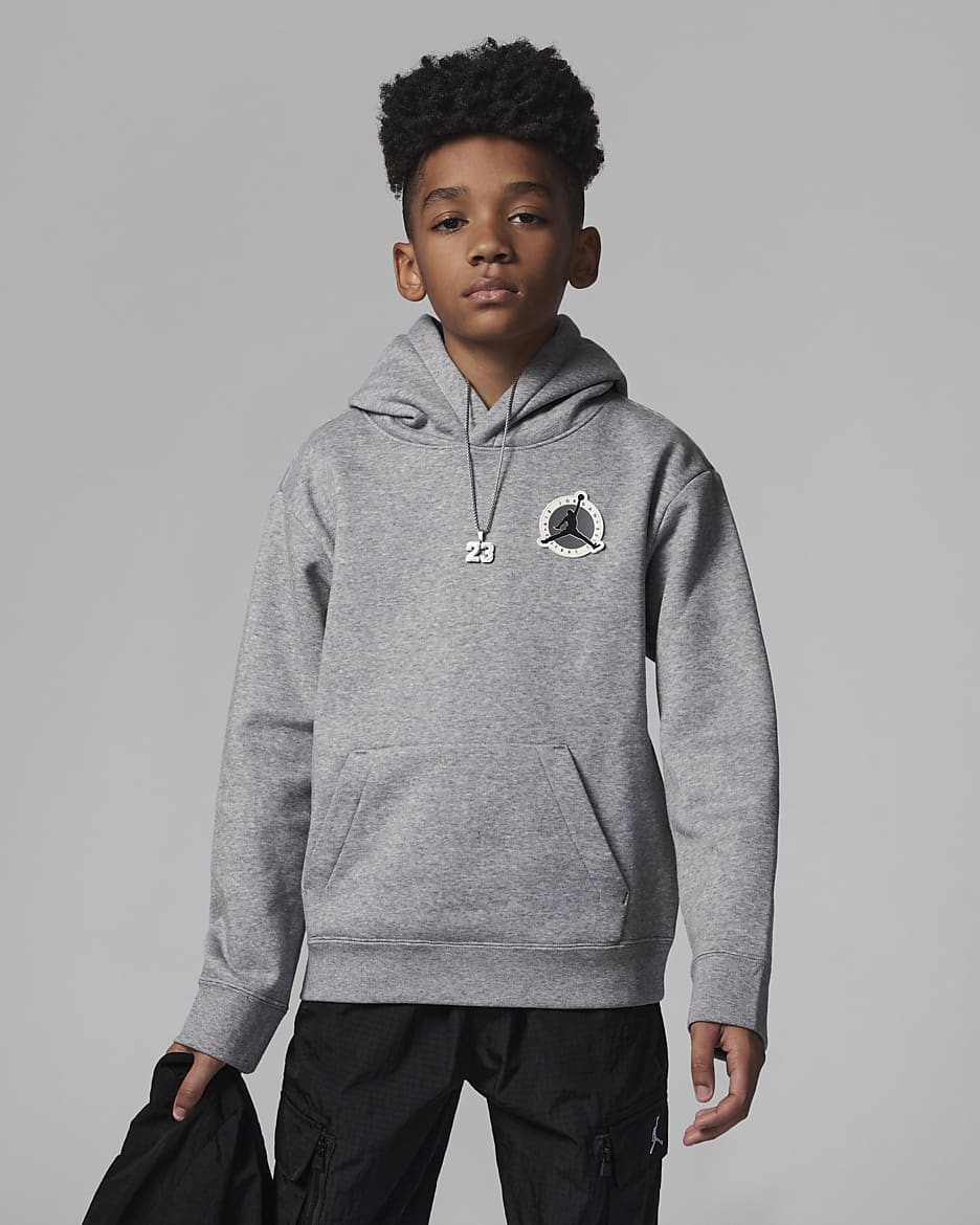 Jordan Jumpman Pullover Hoodie Big Kids' (Boys') Pullover Hoodie - Carbon Heather