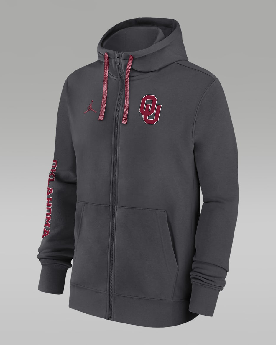 Sudadera con gorro universitaria Jordan de cierre completo para hombre Oklahoma Sooners Sideline Team Issue - Antracita