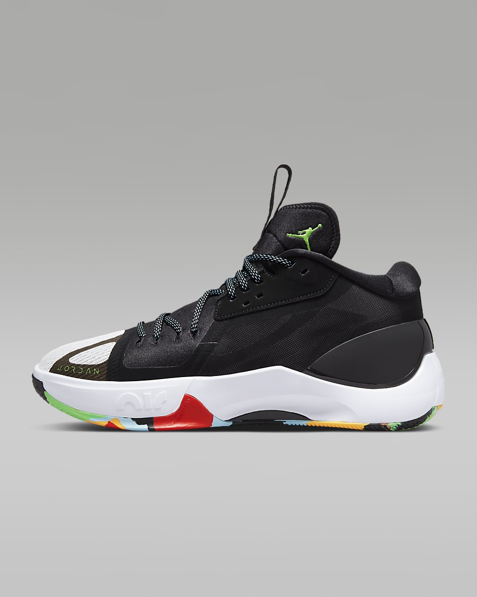 รองเท้าบาสเก็ตบอล Jordan Zoom Separate PF - ดำ/ดำ/Laser Orange/Green Strike