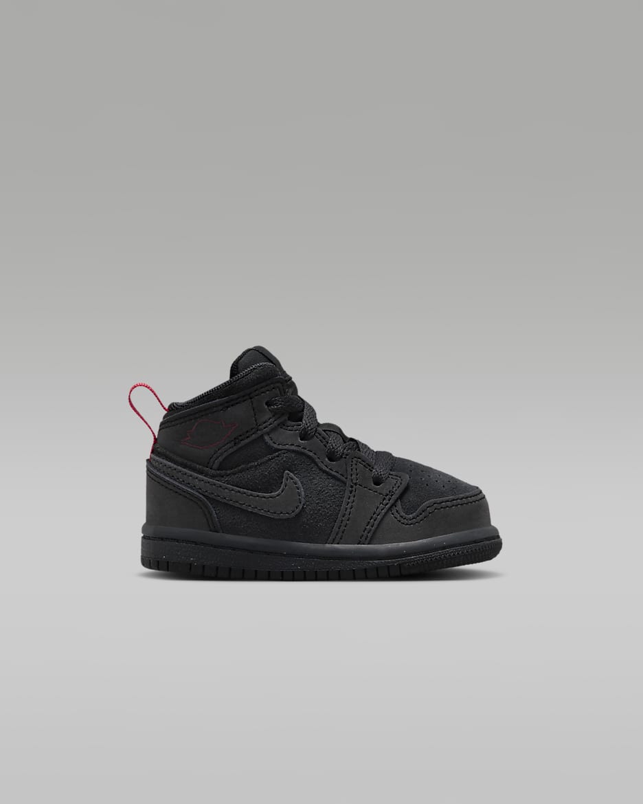 Tenis para bebé e infantil Jordan 1 Mid SE Craft - Gris humo oscuro/Rojo universitario/Negro