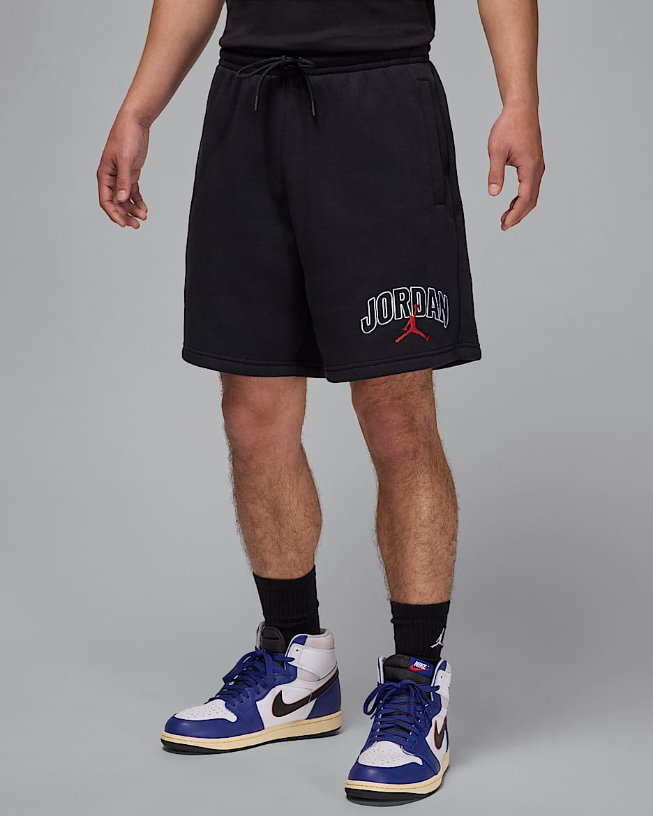 Spodenki męskie z nadrukiem Jordan Brooklyn Fleece - Czerń/Gym Red