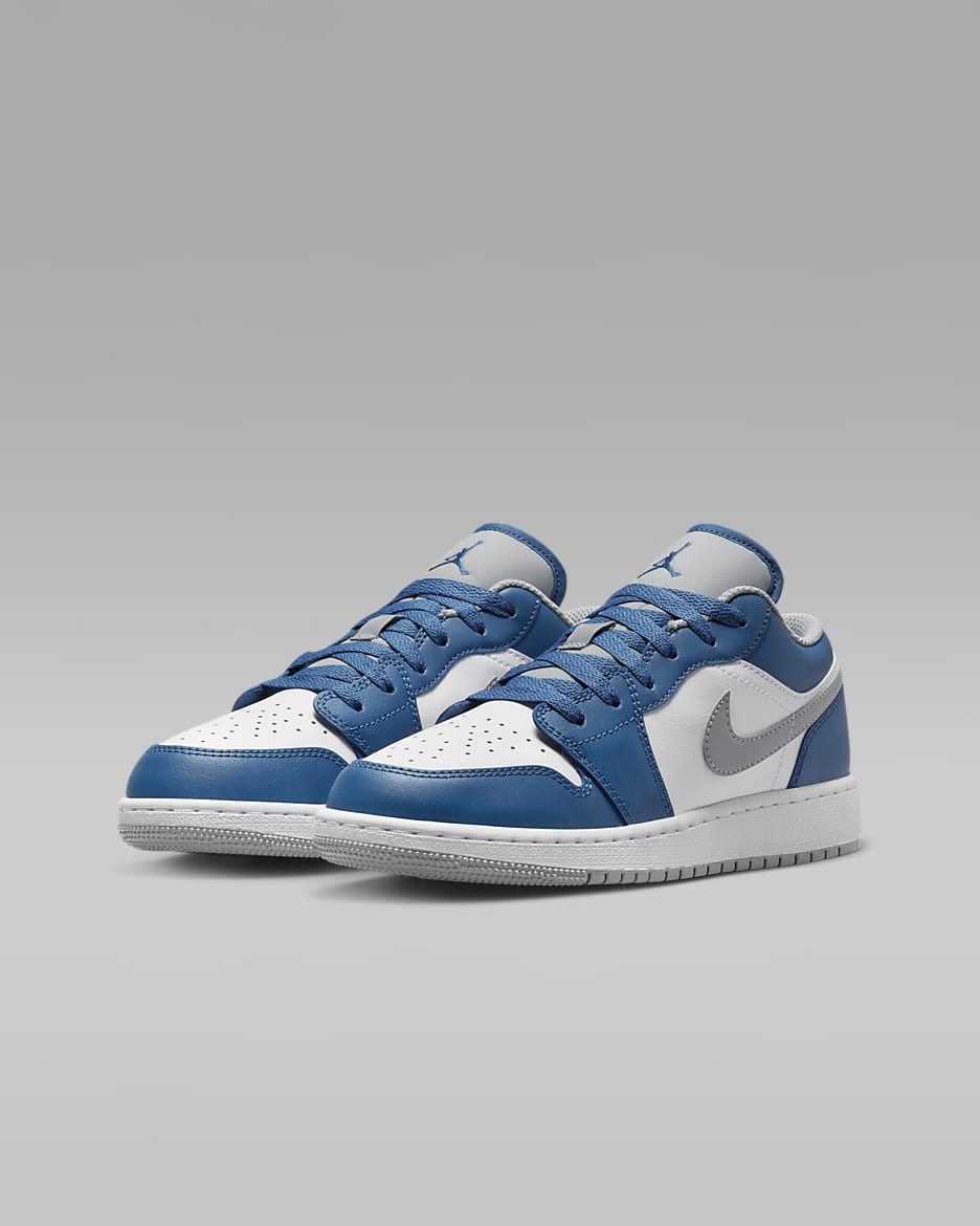 Air Jordan 1 Low Older Kids' Shoes - True Blue/White/Cement Grey