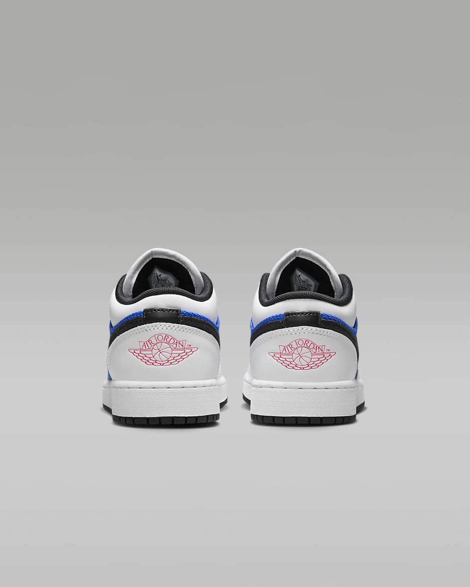 Tenis para niños grandes Air Jordan 1 Low SE - Blanco/Hiperroyal/Hiperjade/Negro