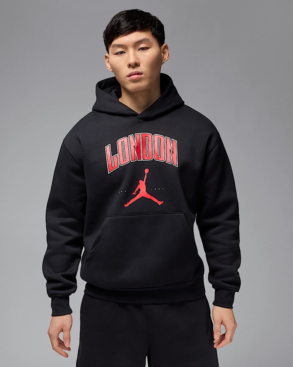 Felpa pullover in fleece con cappuccio London Jordan – Uomo - Nero
