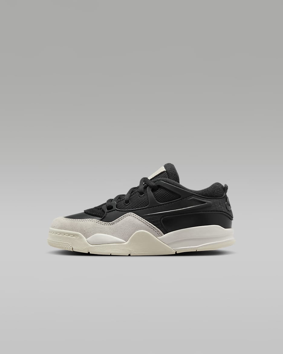 Tenis para niños de preescolar Jordan 4RM - Negro/Gris oscuro/Hueso claro