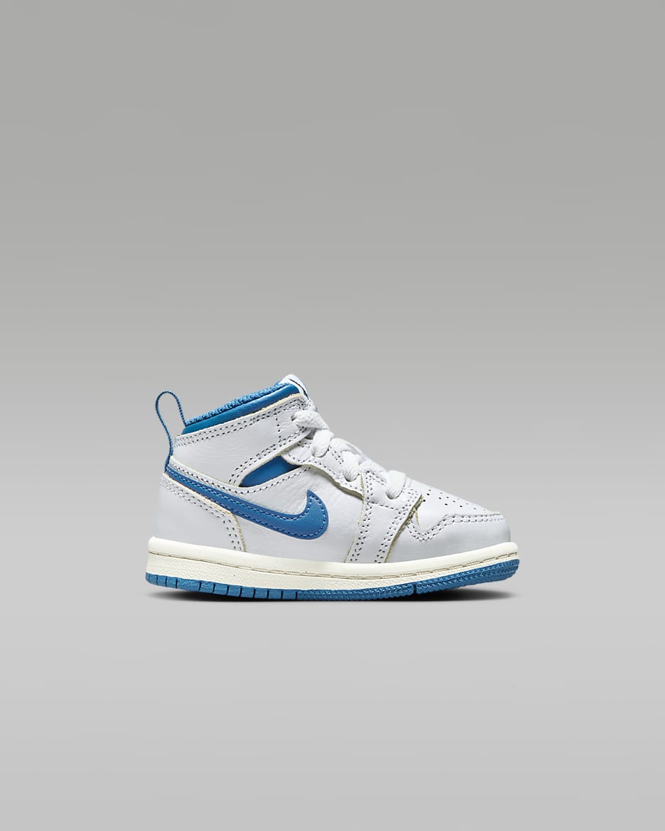 Jordan 1 Mid SE Baby/Toddler Shoes - White/Sail/Industrial Blue