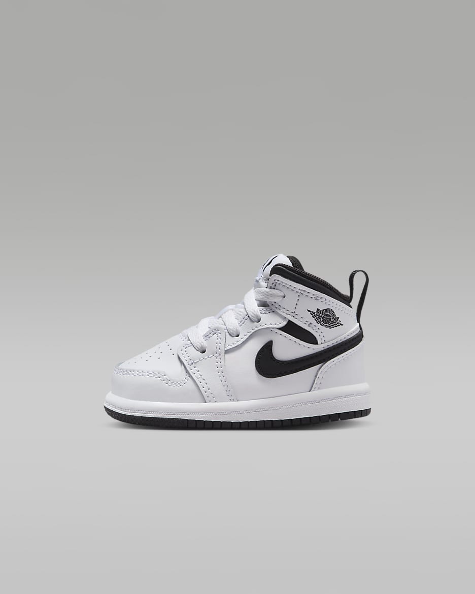 Jordan 1 Mid Baby/Toddler Shoes - White/White/Black/Black