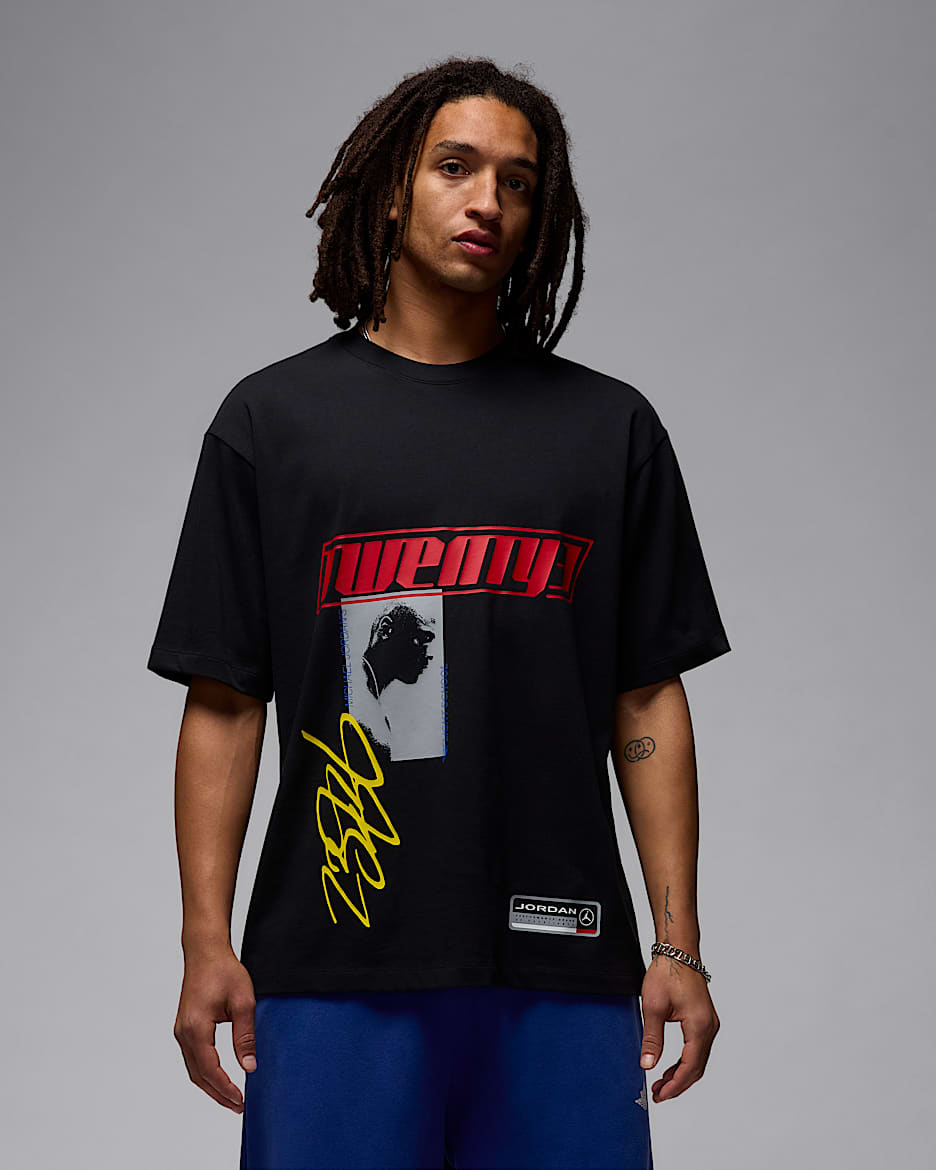 Playera oversized para hombre Jordan Flight Essentials - Negro/Blanco/Blanco
