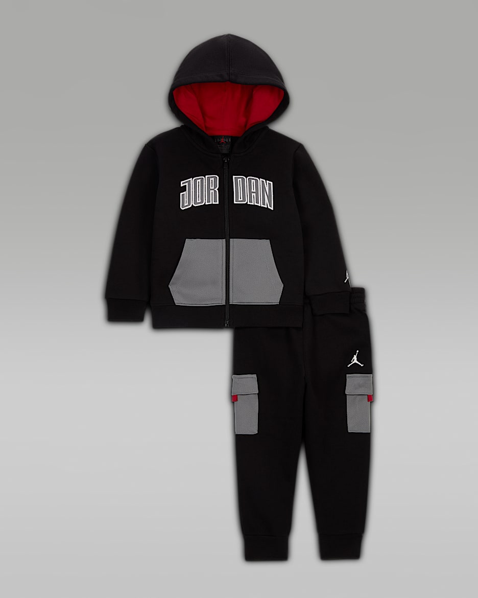 Jordan Baby Patch Pocket Fleece 2-Piece Full-Zip Hoodie Set - Black