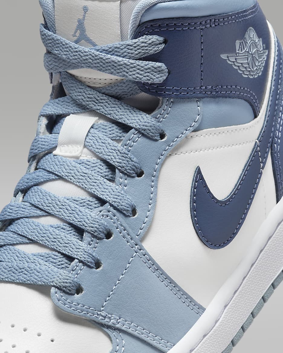 Air Jordan 1 Mid Women's Shoes - Sail/Blue Grey/White/Diffused Blue