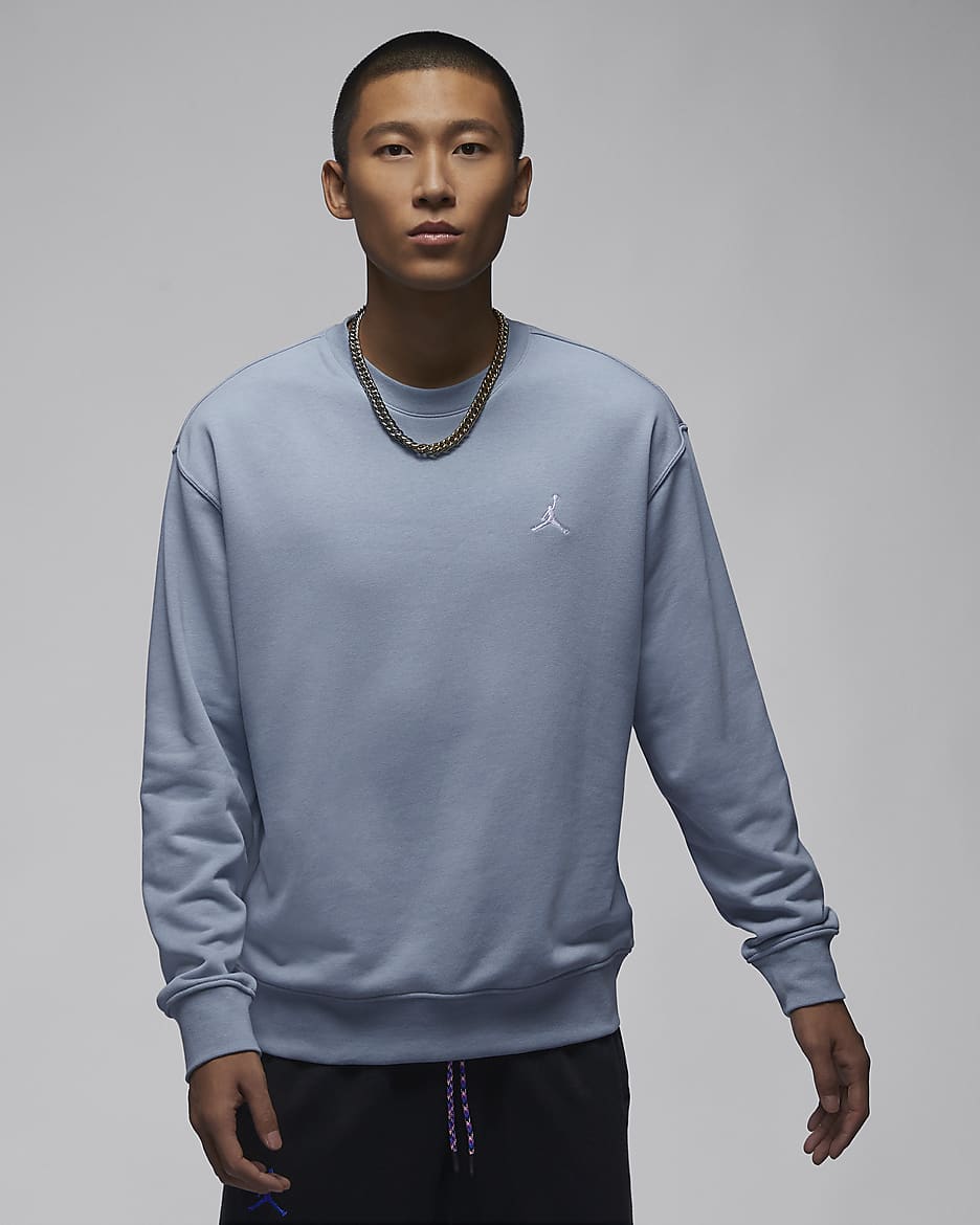 Jordan Essentials Men's Loopback Fleece Crew-Neck Sweatshirt - Blue Grey/White