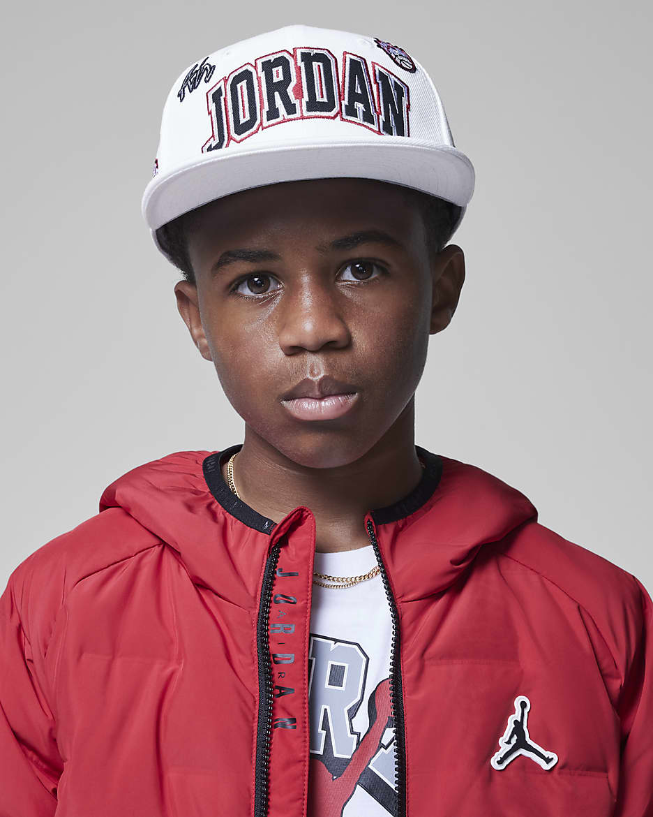 Gorra con visera plana para niños grandes Jordan Patch Pack - Blanco