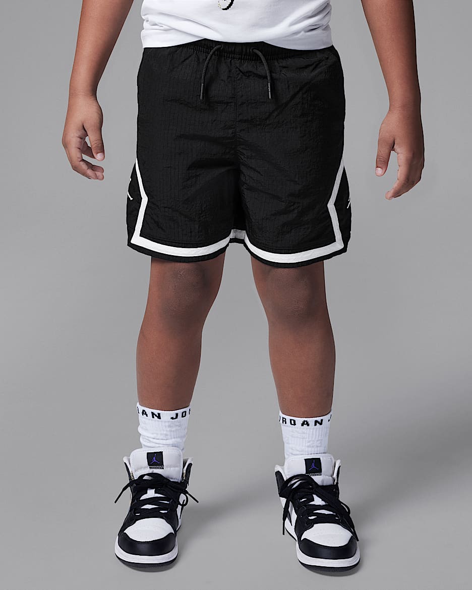 Shorts para la alberca de tejido Woven Diamond para niños talla pequeña Jordan - Negro