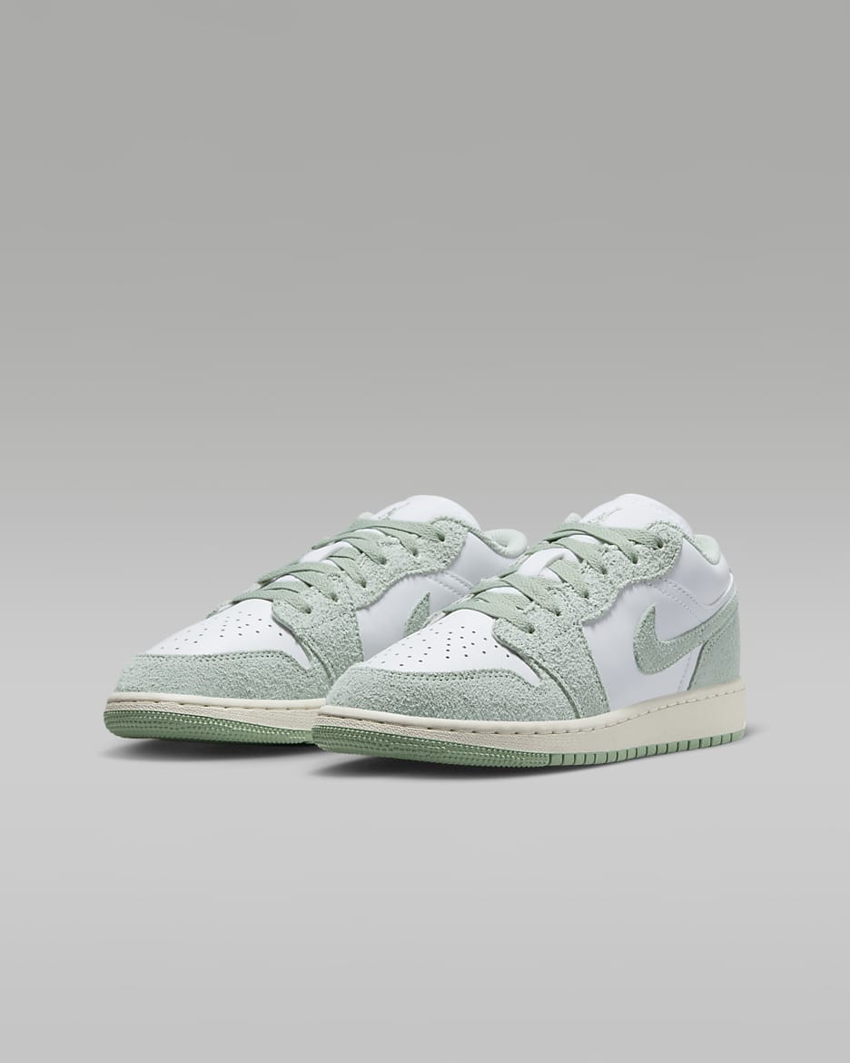 Air Jordan 1 Low SE Schuh für ältere Kinder - Weiß/Sail/Seafoam