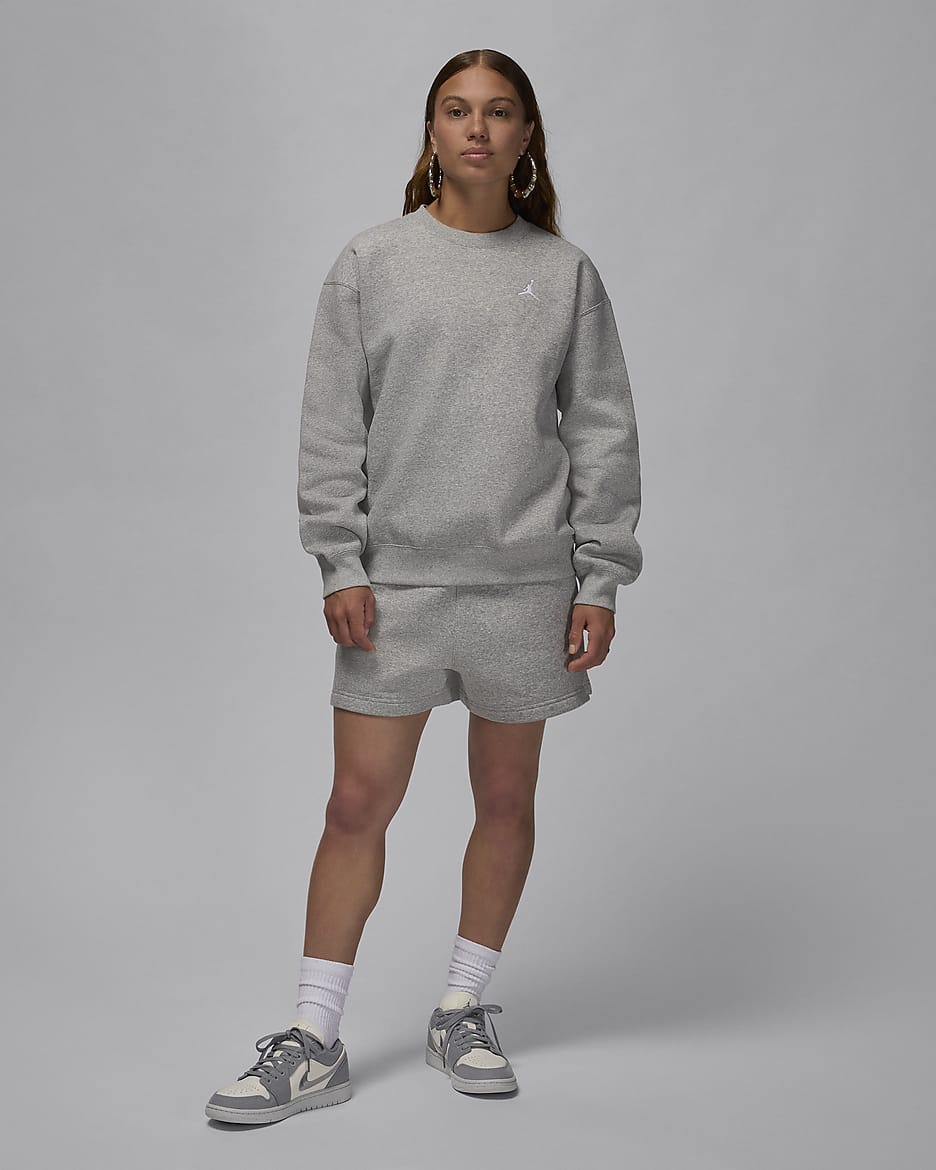 Jordan Brooklyn Fleece Women's Crew-Neck Sweatshirt - Dark Grey Heather/White