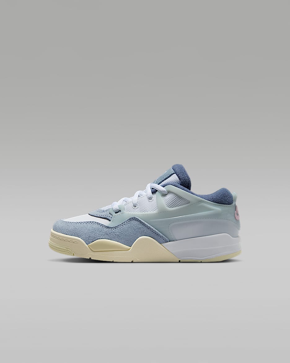 Jordan 4 RM Little Kids' Shoes - White/Diffused Blue/Ashen Slate/Prism Pink