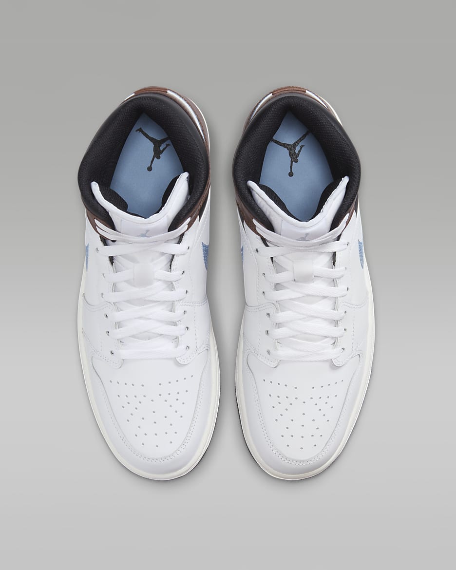 Air Jordan 1 Mid SE Men's Shoes - White/Black/Sail/Blue Grey