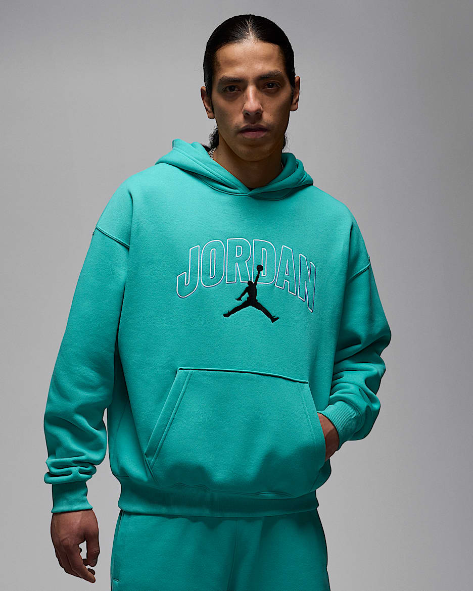 Sweat à capuche oversize Jordan Brooklyn Fleece pour homme - Washed Teal/Noir