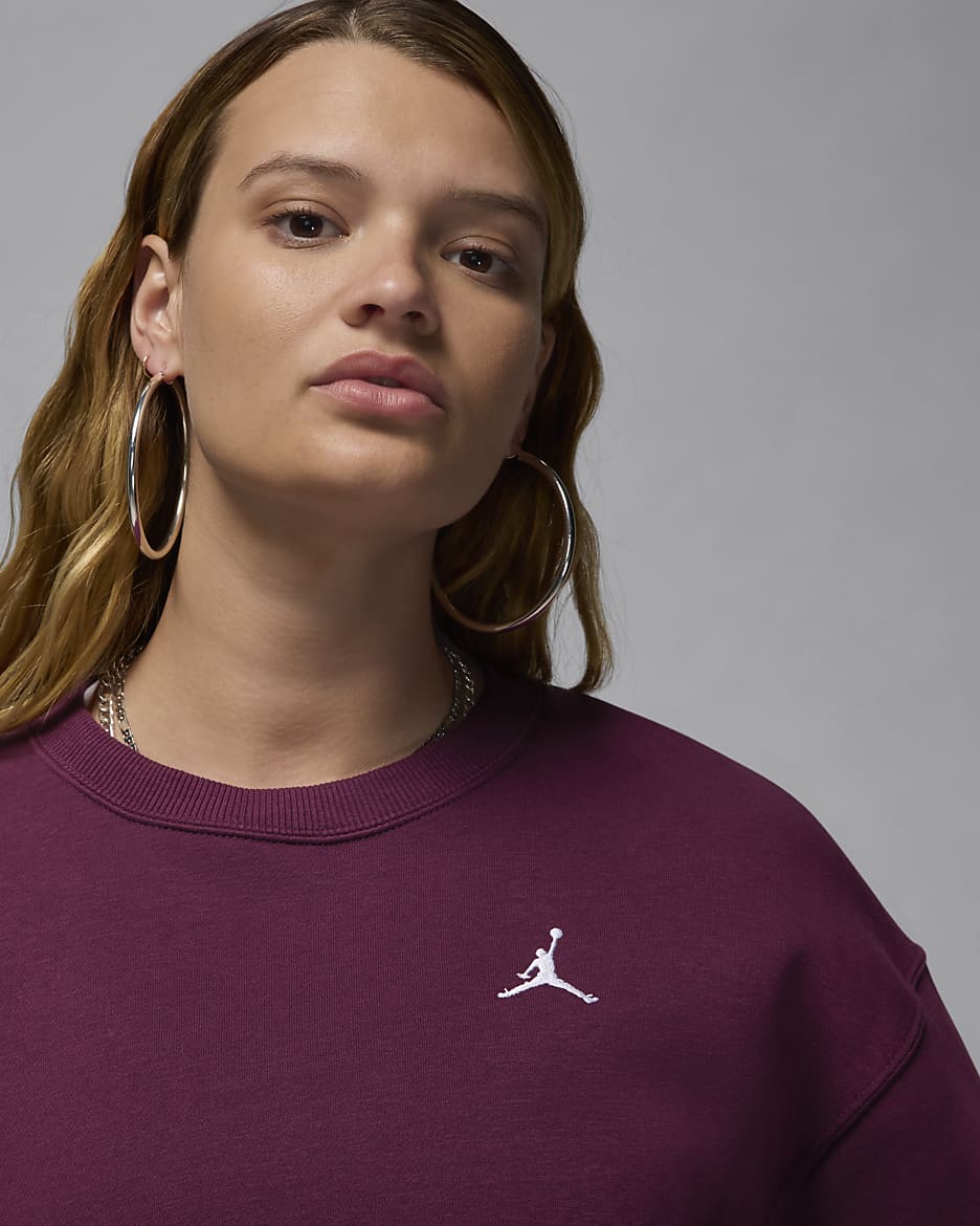 Sweatshirt de gola redonda Jordan Brooklyn Fleece para mulher - Bordô/Branco