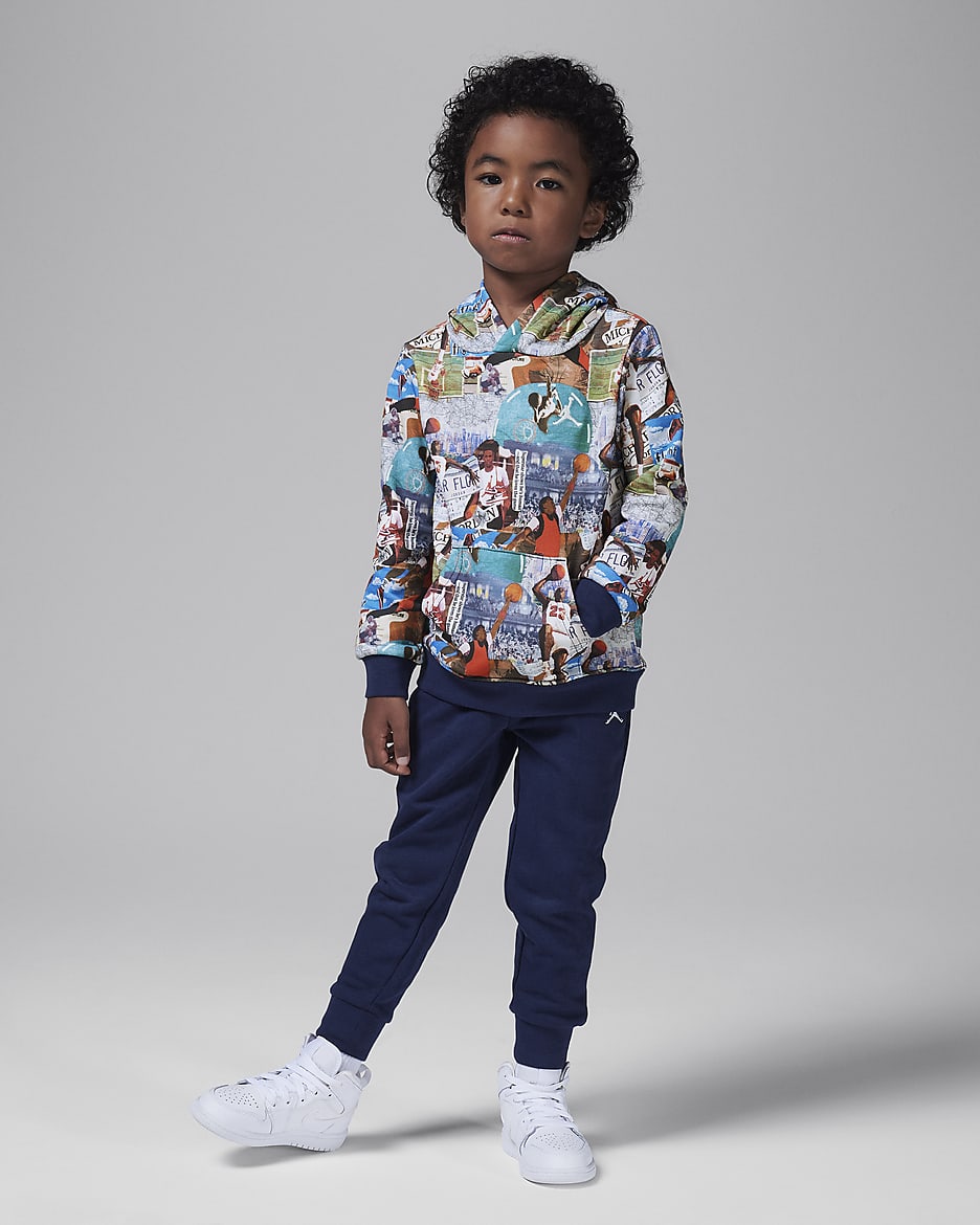 Jordan MJ Brooklyn Toddler 2-Piece Printed French Terry Hoodie Set - Midnight Navy