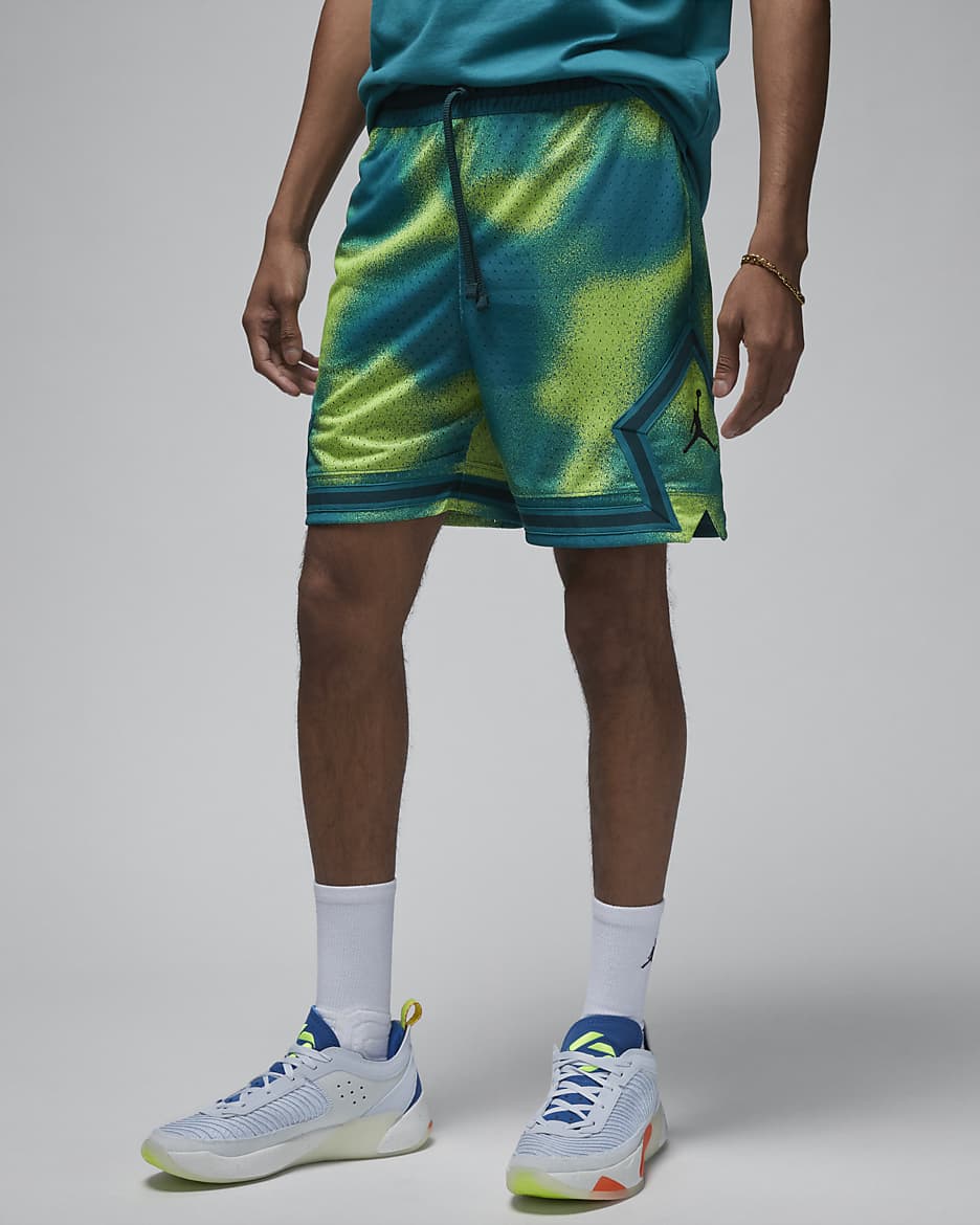 กางเกงขาสั้นผู้ชายลายข้าวหลามตัด Jordan Dri-FIT Sport - Midnight Spruce/Sky J Teal/ดำ