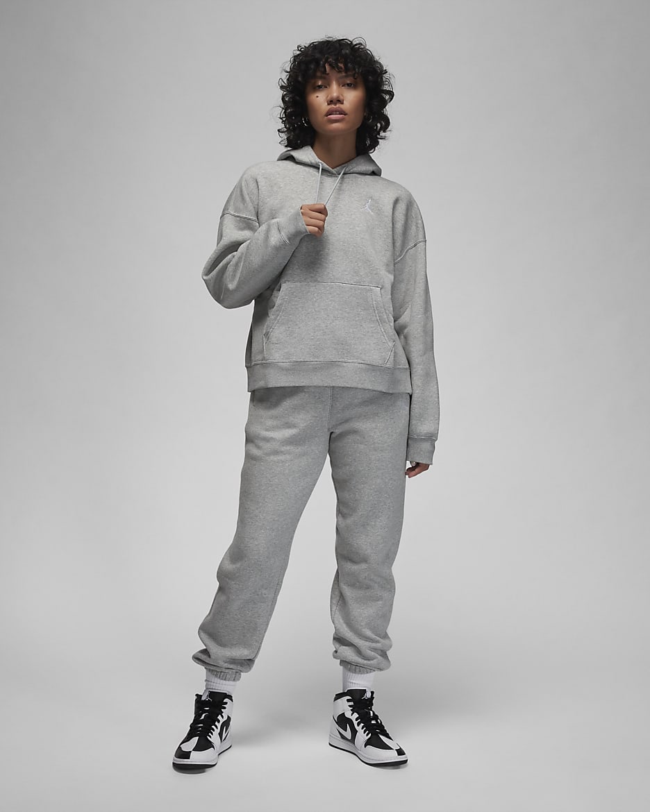 Jordan Brooklyn Fleece Women's Hoodie - Dark Grey Heather/White