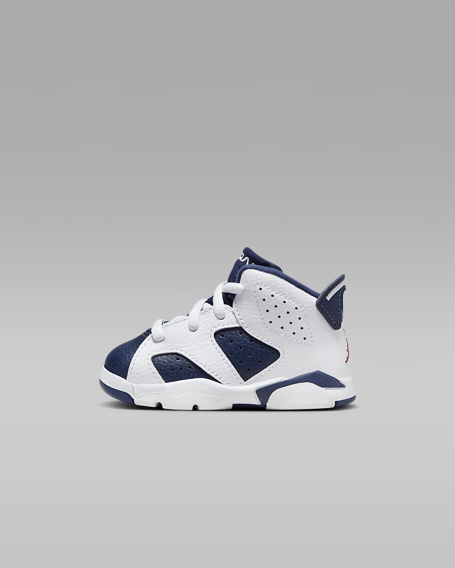 Jordan 6 Retro "White and Midnight Navy" Baby/Toddler Shoes - White/Midnight Navy/Varsity Red