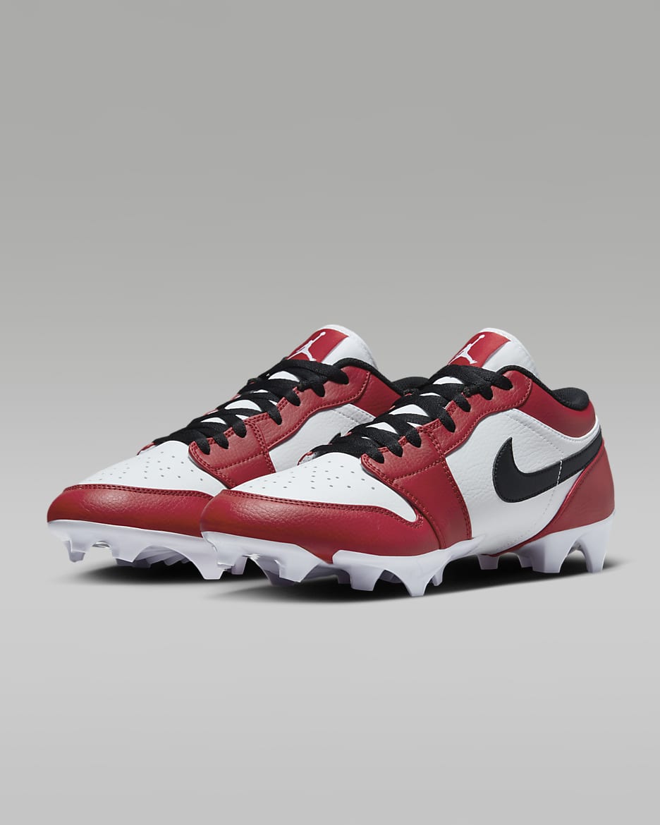 Jordan 1 Low TD Men's Football Cleat - White/Varsity Red/Black