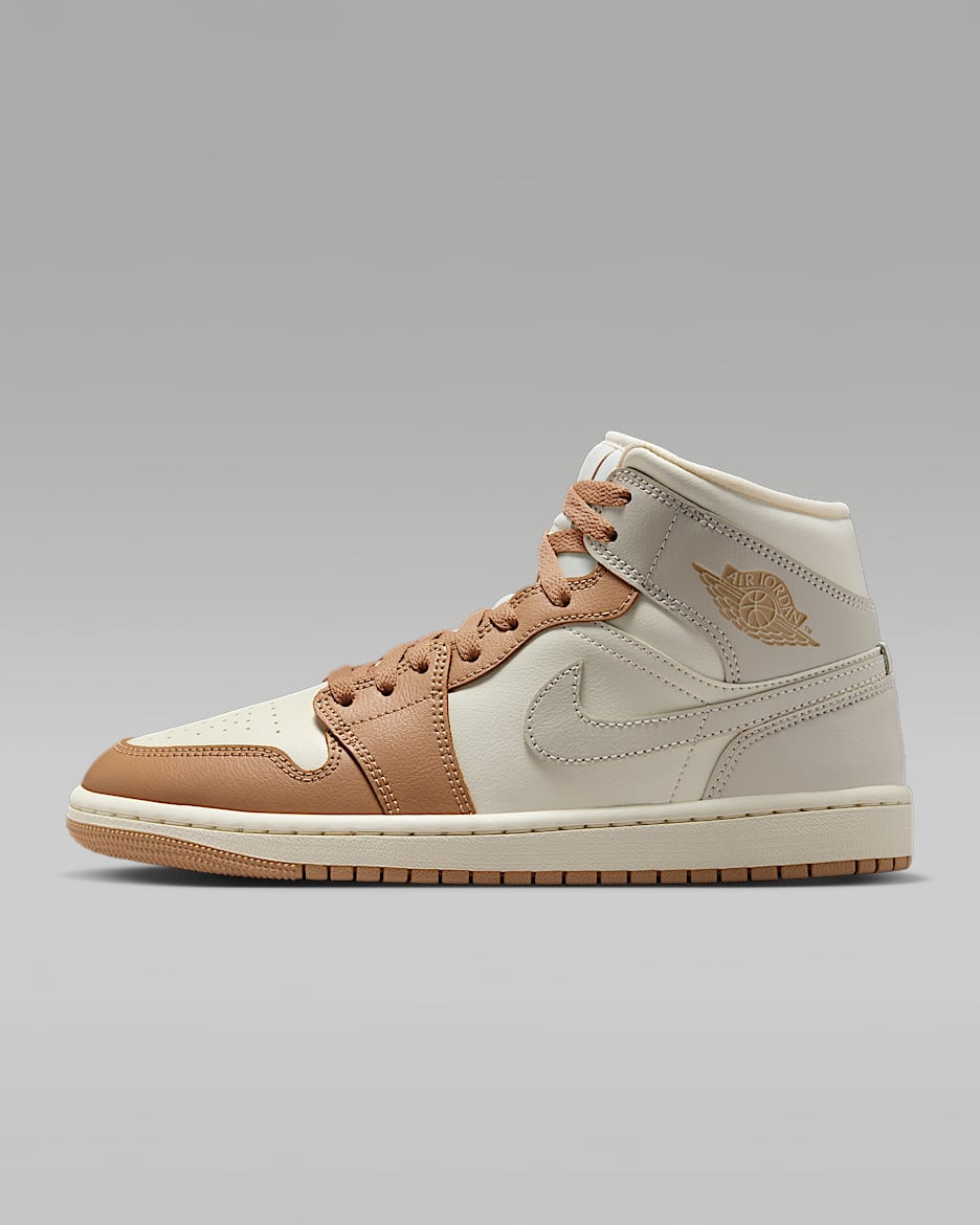 Chaussure Air Jordan 1 Mid pour Femme - Pale Ivory/Hemp/Sail/Light Orewood Brown