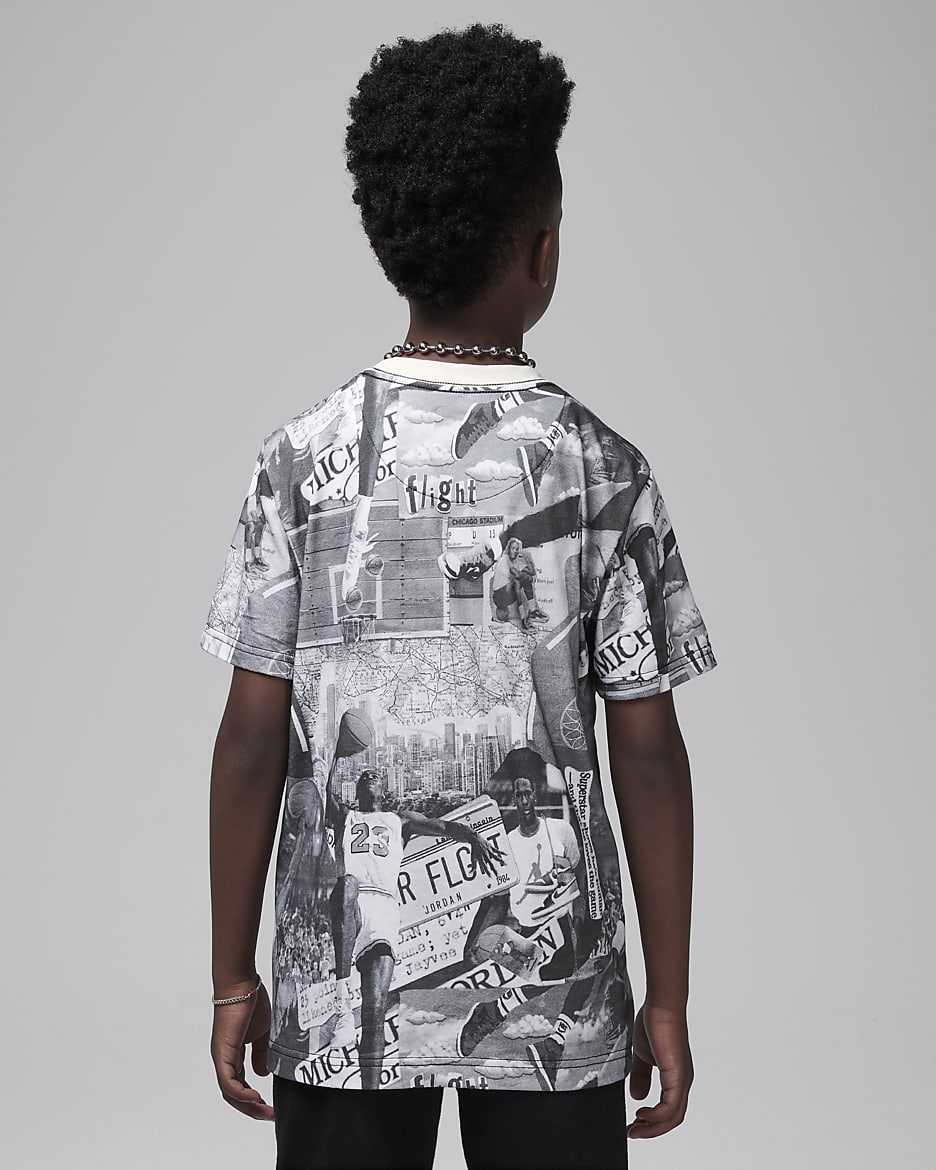 T-shirt avec collage imprimé Jordan MJ Brooklyn pour ado - Noir