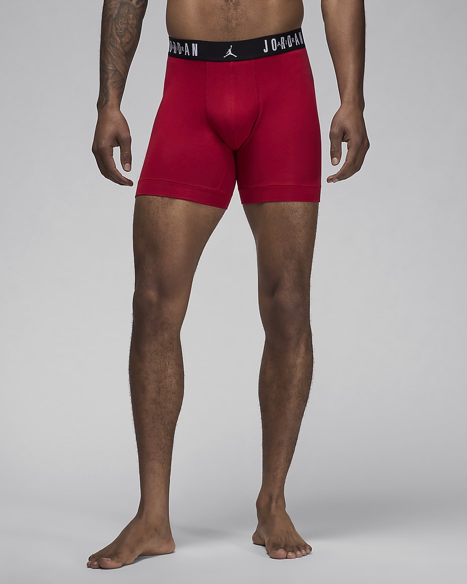 Pánské boxerky Jordan Flight Cotton (3 kusy) - Gym Red/Černá