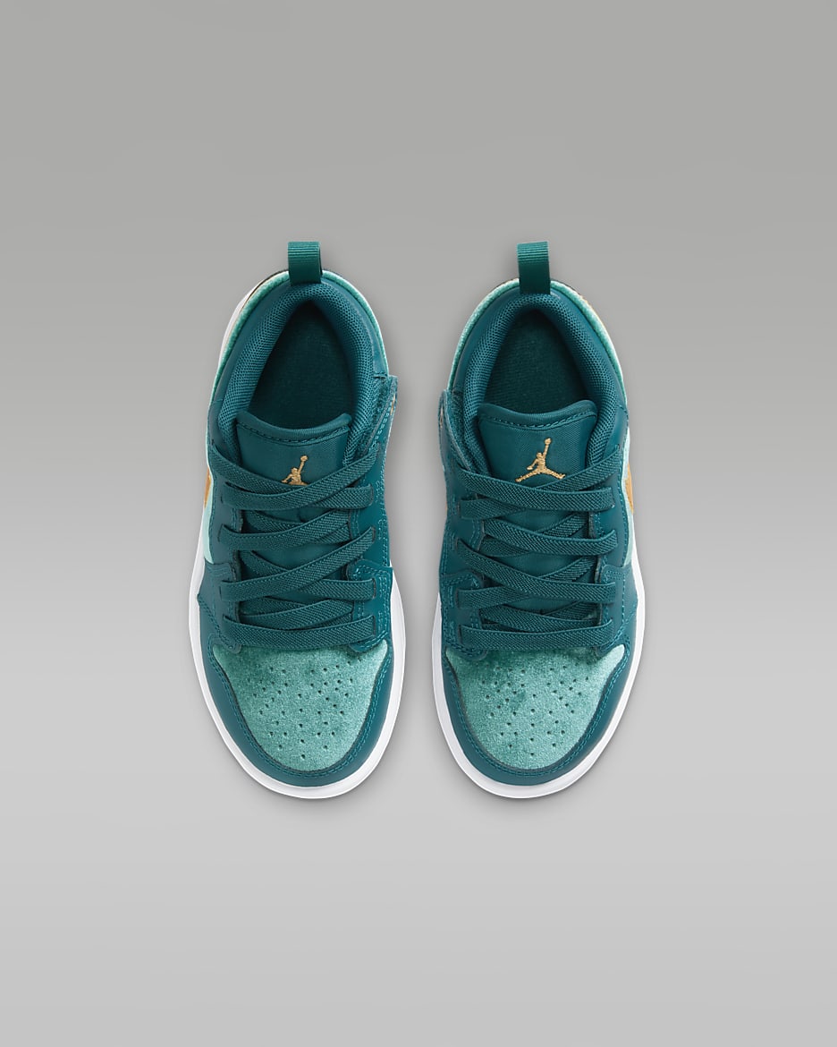 Chaussure Jordan 1 Low Alt SE pour enfant - Geode Teal/Metallic Gold