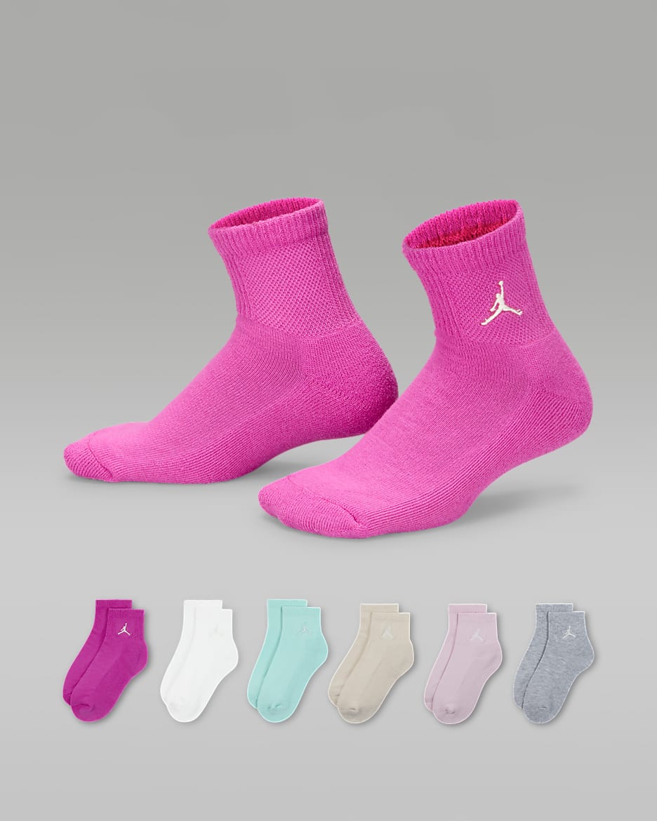 Jordan Everyday Essentials Big Kids' Ankle Socks (6 Pairs) - Fire Pink