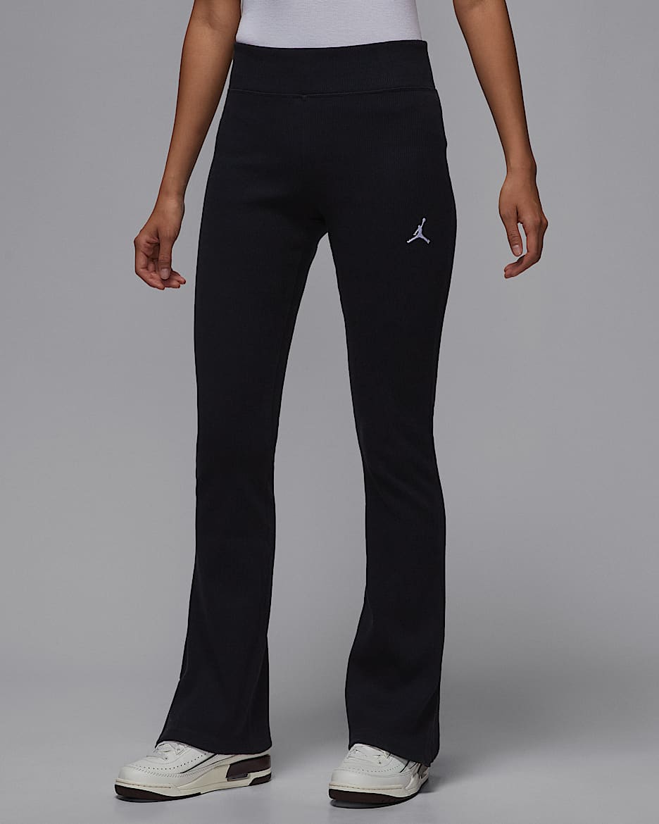 Jordan Brooklyn Essentials Women's Mid-Rise Flared Leggings - Black/White
