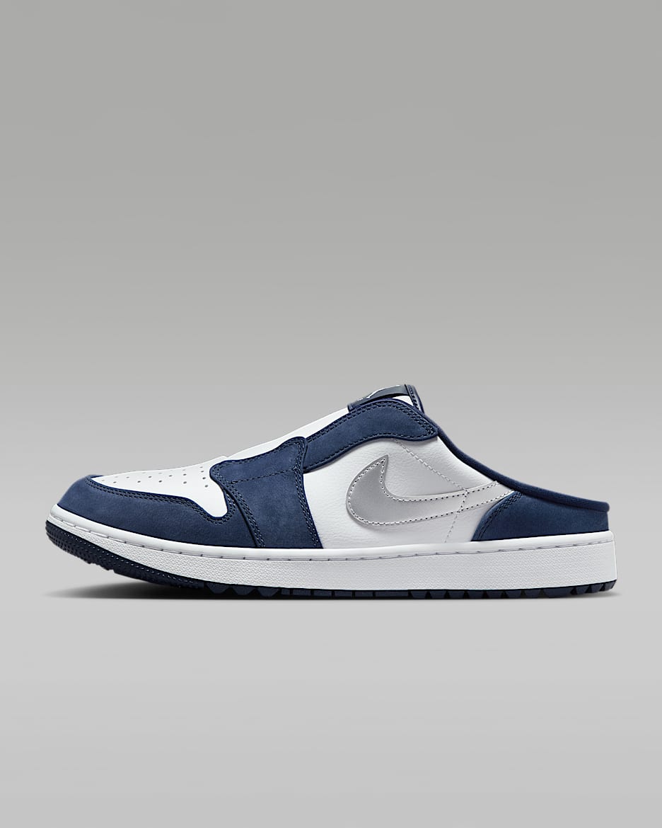 Air Jordan Mule Golf Shoes - White/Midnight Navy/Metallic Silver