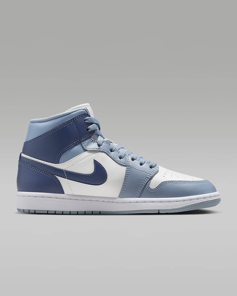 Air Jordan 1 Mid Women's Shoes - Sail/Blue Grey/White/Diffused Blue