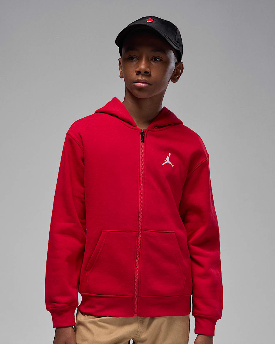 Jordan Brooklyn Fleece Big Kids' Full-Zip Hoodie - Gym Red