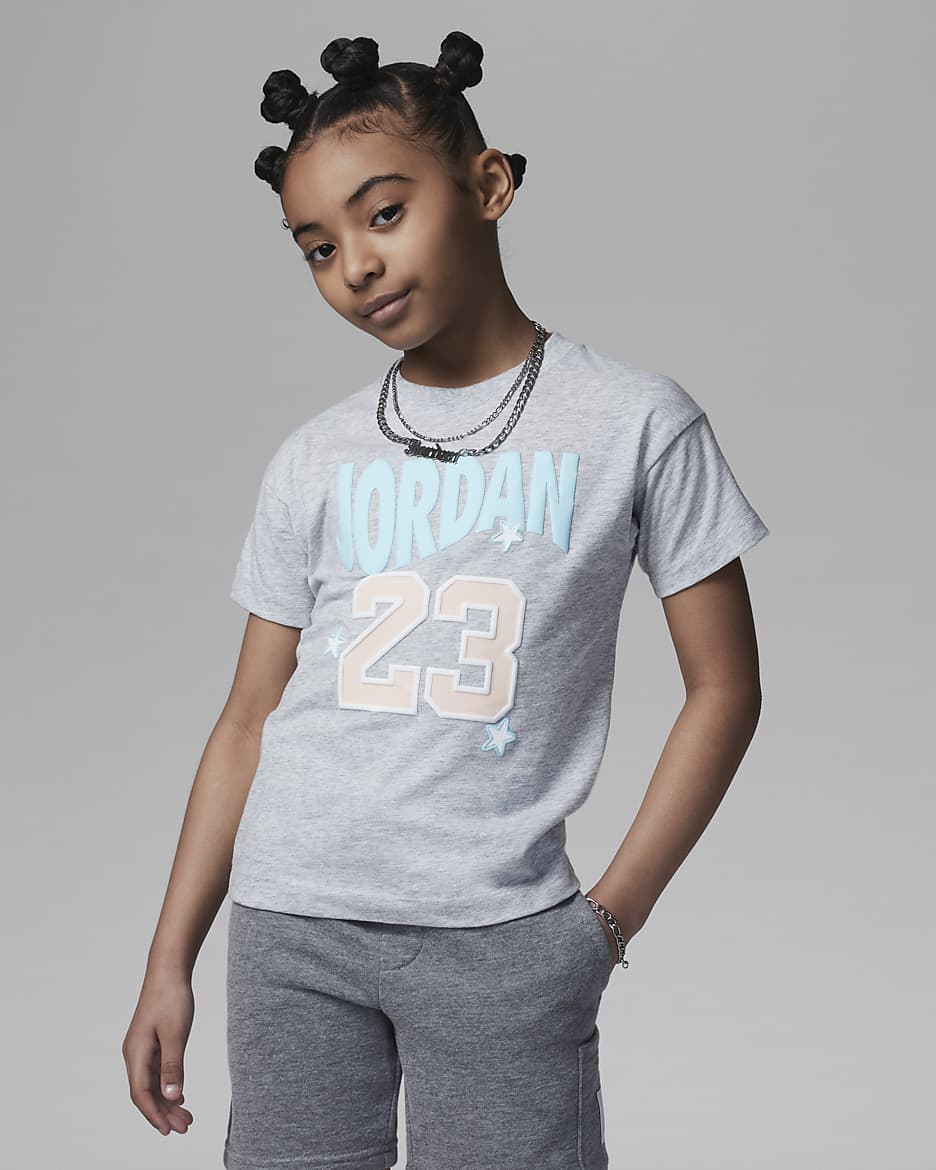 Jordan Icon Play Team Tee Little Kids' T-Shirt - Light Grey Heather