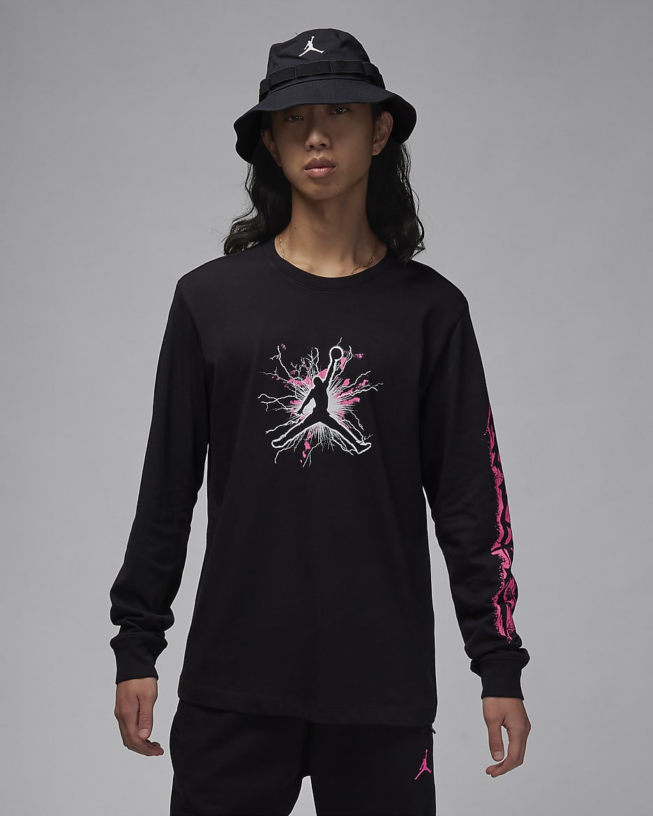 Jordan Dri-FIT Sport Men's Long-Sleeve Graphic T-Shirt - Black/Hyper Pink/Black