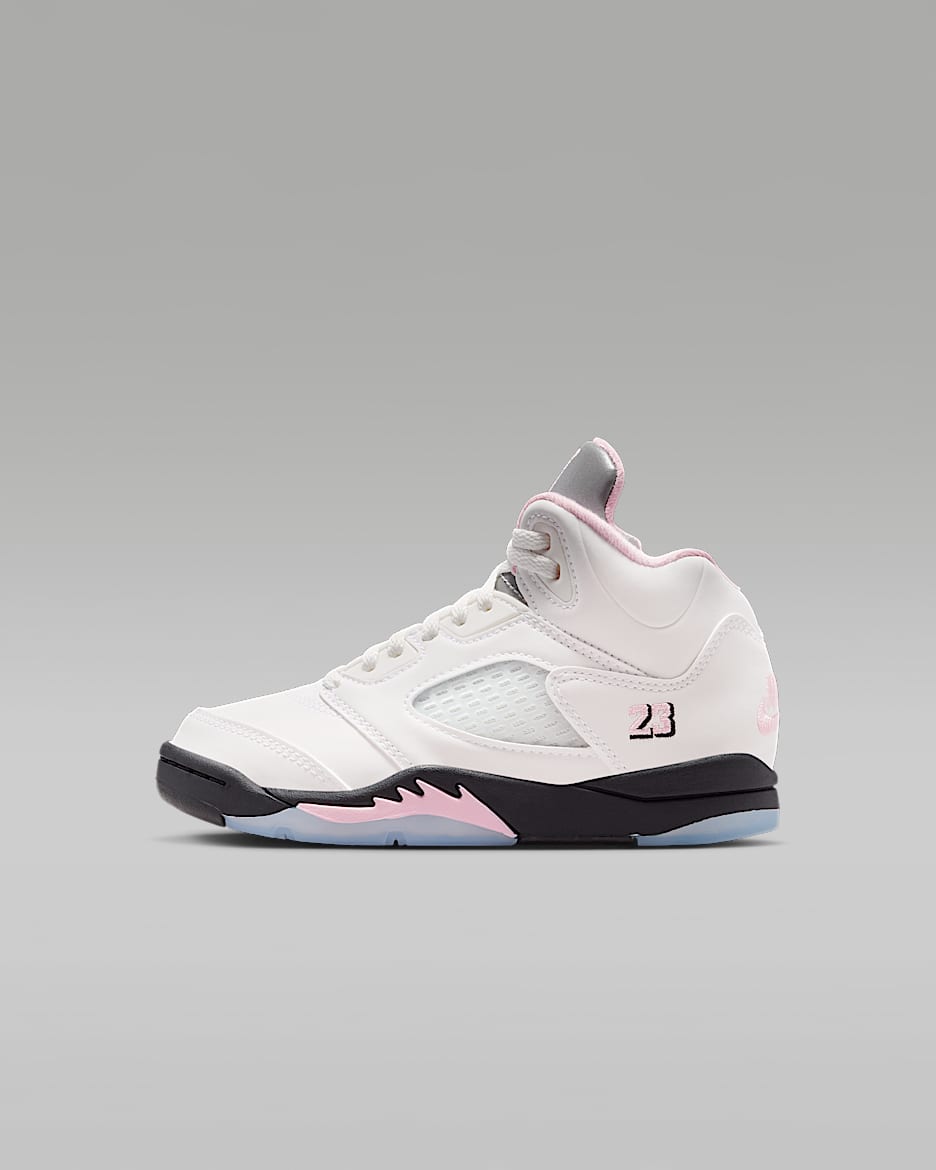 Jordan 5 Retro Little Kids' Shoes - White/Black/Medium Soft Pink