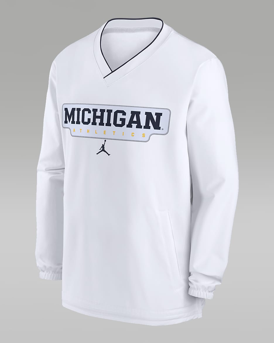 Rompevientos de manga larga universitario Nike para hombre Michigan Wolverines Sideline - Blanco